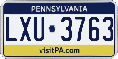 PA license plate LXU3763