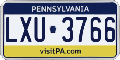 PA license plate LXU3766