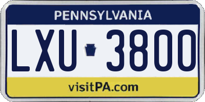 PA license plate LXU3800