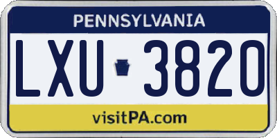 PA license plate LXU3820