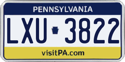 PA license plate LXU3822