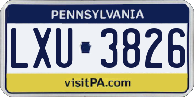 PA license plate LXU3826
