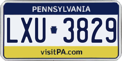 PA license plate LXU3829