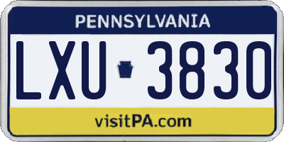 PA license plate LXU3830