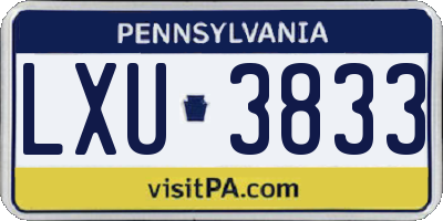 PA license plate LXU3833