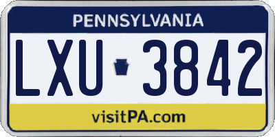 PA license plate LXU3842