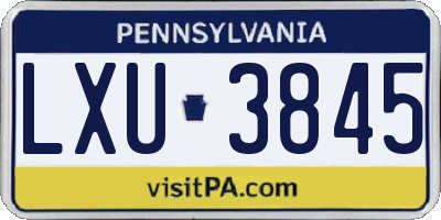 PA license plate LXU3845
