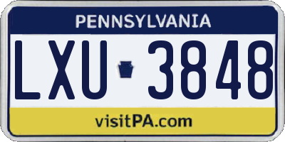 PA license plate LXU3848