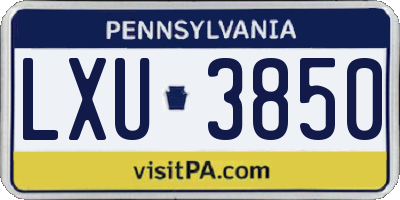 PA license plate LXU3850