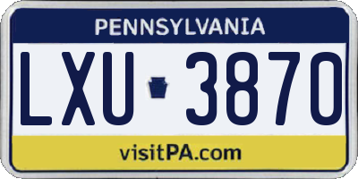 PA license plate LXU3870