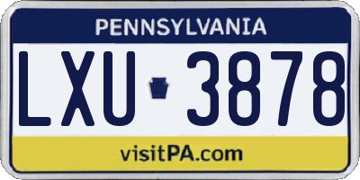 PA license plate LXU3878