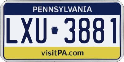 PA license plate LXU3881
