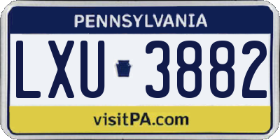 PA license plate LXU3882