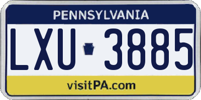 PA license plate LXU3885