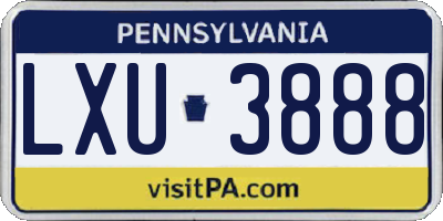 PA license plate LXU3888