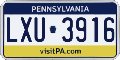 PA license plate LXU3916