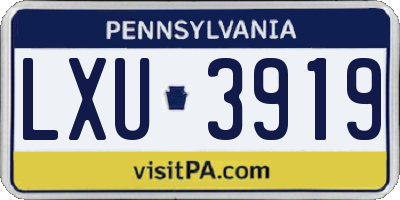 PA license plate LXU3919