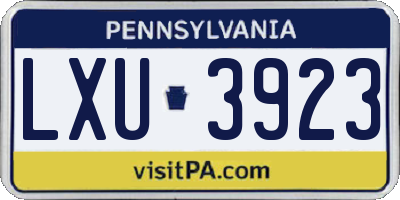 PA license plate LXU3923