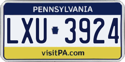PA license plate LXU3924
