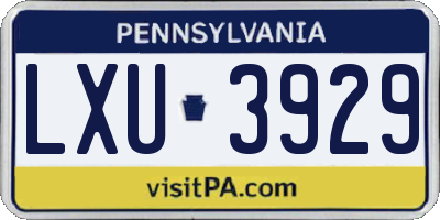 PA license plate LXU3929
