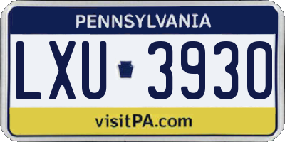 PA license plate LXU3930