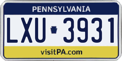 PA license plate LXU3931