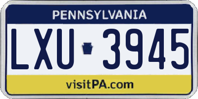 PA license plate LXU3945