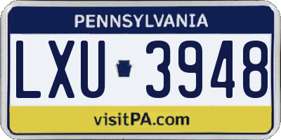 PA license plate LXU3948