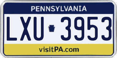 PA license plate LXU3953