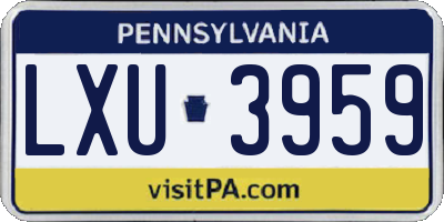 PA license plate LXU3959