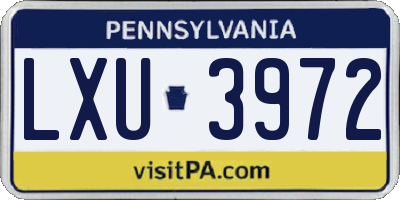 PA license plate LXU3972