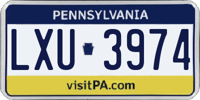 PA license plate LXU3974
