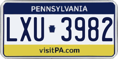 PA license plate LXU3982