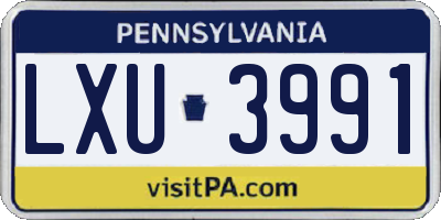 PA license plate LXU3991