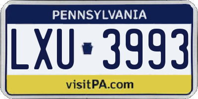 PA license plate LXU3993
