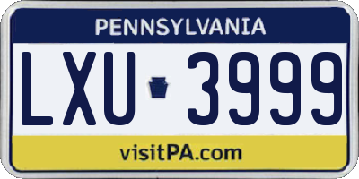 PA license plate LXU3999