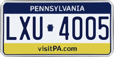 PA license plate LXU4005