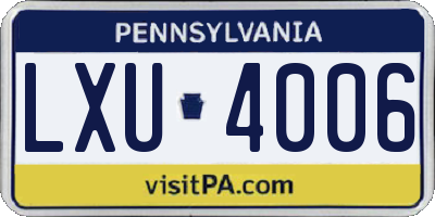 PA license plate LXU4006