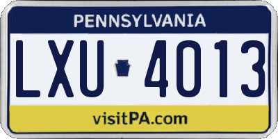 PA license plate LXU4013