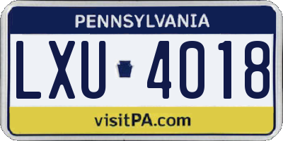 PA license plate LXU4018