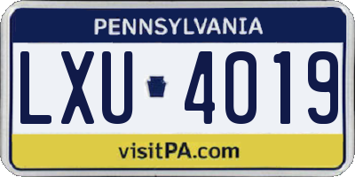 PA license plate LXU4019