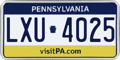 PA license plate LXU4025