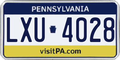 PA license plate LXU4028