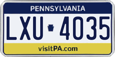 PA license plate LXU4035