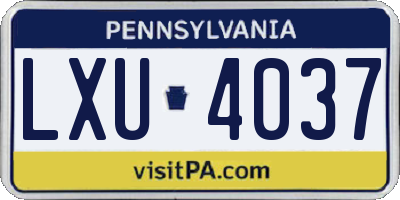 PA license plate LXU4037