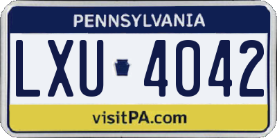 PA license plate LXU4042