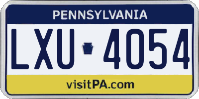 PA license plate LXU4054