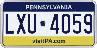 PA license plate LXU4059