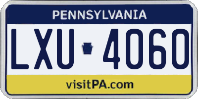 PA license plate LXU4060