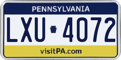 PA license plate LXU4072